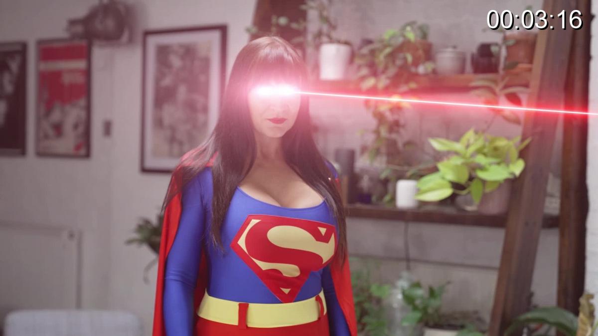OVERCONFIDENT A superheroine’s ego gets the better off her.<br>When Superwoman responds to a routine call she wastes no time on roughing up a villainess. But she has walked into a deadly trap as a combination of kryptonite and a power stealing device lay the way for her downfall.<br>22 Minutes long. Available here for $11.99<br>Special FX. TL’s, Flying, Back of the neck lift, Lift by arms, Super breath, Lift with Super breath, Blow away, Heat Vision, Power Transfer, Kryptonite draining, Steel bending, Super strength, Invulnerability, Costume Reveal.