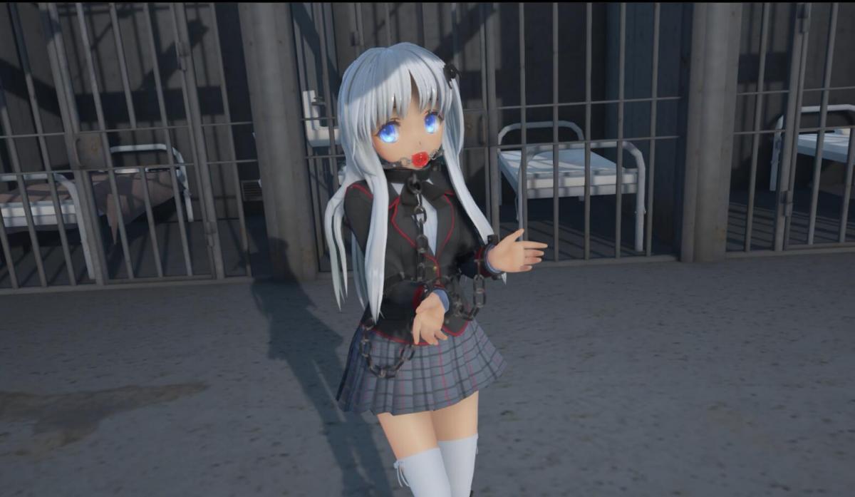 mmd 拘束极乐净土 自制原创mmd 二次元白丝美少女在监狱里戴镣铐口球跳舞<br>赠品:颈手枷版(百度云)