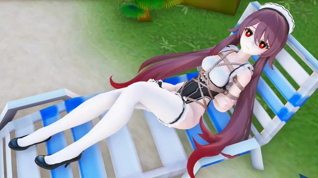 超清纯女仆死库水胡桃的捆绑写真 [Maid,swimsuit,White Pantyhose,3D CG,Chinese Female,Chinese Anime,Games,Bound arms behind,Hu Tao]