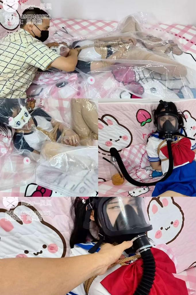 【贝贝熊原创】闯入贝贝的闺房发现一只躲在被窝里自缚偷偷玩真空袋的贝贝，这就不得不给贝贝来点操作了！！对了，差点我给贝贝准备的“饮品”了，一定要给贝贝喝【报复贝贝12-防毒面具真空袋束缚强高呼控喝圣水】 休息一段时间，小熊这次准备特别的“饮品”给贝贝品尝！！顺便参观了贝贝的闺房，不得不说贝贝的闺房和她人一样<br>可爱的不行，来一期在贝贝闺房玩的吧！！不过没想到贝贝睡觉的时间竟然喜欢睡在真空袋里面，那就不得不用一下特殊<br>的起床方式了，嘿嘿，贝贝被小熊捆绑起来后带上了防毒面具，然后接上了装了一半水的呼吸瓶<br>由于瓶子不是透明的看不到水的量有点小可惜。不过也不影响给贝贝来点呼控小任务，毕竟后面可以要给贝贝品尝<br>我带来的特殊“饮品”<br>·小熊日常日记系列为小熊作品，报复贝贝系列为贝贝作品。补充说明小熊是伪娘，贝贝是女生<br>·接受视频定制:呼控类型、息窒类型、调教类型（企鹅联系：3987468592）<br>·新建了一个粉丝企鹅群，欢迎大家进来唠嗑 （974844755）<br>·有问题可以企鹅找我：<span style='color:#b0b0b0;'>[隐藏文字，购买后可见]</span><br>·解压方式：<span style='color:#b0b0b0;'>[隐藏文字，购买后可见]</span>