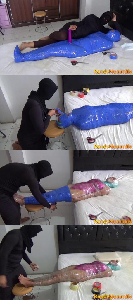 [RM130] Beautiful girl in sexy swimsuit mummified in 2 layers of tape and vibrator stimulated A beautiful girl is mummified on a bed in a hotel bedroom.<br>The body of this beautiful girl is wrapped in 2 layers of tape, the first layer uses transparent duct tape and the second layer uses blue duct tape.<br>After this girls body was powerless, this girl was given stimulation with a vibrator on her vagina.