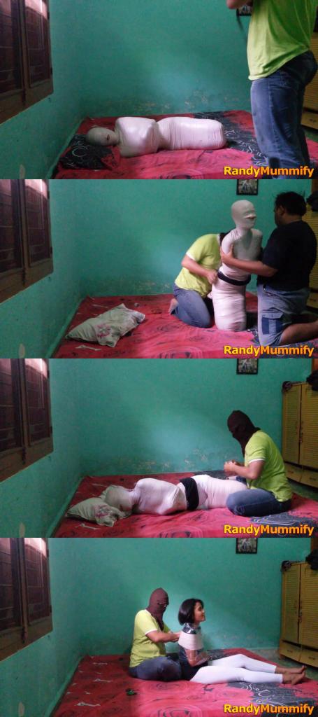 [RM022] (Incomplete) Beautiful girl gets mummified with Hogtied pose and gets breathplay [RM022] (Incomplete) Beautiful girl gets mummified with Hogtied pose and gets breathplay.<br>(Incomplete, No Ending Part)<br>A beautiful girl is wrapped tightly in a hogtied position where the girls legs are folded back and then wrapped.<br>After this girl was helpless, this girls hood was wrapped so that she couldnt breathe