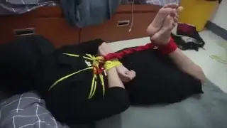 Veiled Girl Confined And Tied In Room (ID-BOUND047) Veiled Girl Confined And Tied In Room In Hogtied Position