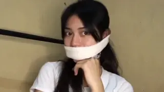 A Beautiful Girl Tries Self Bondage (ID-BOUND049) A Beautiful Girl Tries Self Bondage by tying her mouth with various handkerchiefs