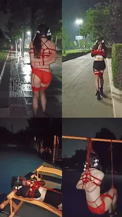 【一颗露露子】一颗露露子户外捆绑篇13 全裸丝袜日式捆绑散步 双马尾高跟丝袜后手观音捆绑露出，郊狼电击行走团缚捆绑，公园健身器材吊缚驷马放置 【一颗露露子】户外捆绑篇13 全裸丝袜日式捆绑过马路 双马尾高跟吊带袜后手观音捆绑露出，郊狼电击行走团缚捆绑，公园健身器材驷马放置<br>正片来啦！！本次视频内容量爆炸，一次看个够！<br>  一颗露露子户外系列精品推荐！<br>露露想要尝试穿上性感的衣服走在傍晚的街头上，不过她的挑战是：<br>  露露在上身后手观音捆绑，小一码的虐足高跟鞋以及————郊狼电击器！就这样露露开始了本次的户外捆绑之旅~<br>在随处都有人的街边，被绑成后手观音式的露露，手提袋子走在街头上，郊狼肆虐着她的大腿，高跟的紧迫感使露露走一步都显得异常艰难，<br>她的目的是把手提袋里的东西运送到指定地点，然而露露并不知的是，袋子里的道具是什么，只有到达指定地点才可以使用~<br>  痛苦伴随着羞耻感，郊狼不断电击大腿就这样走在傍晚的街头上，是不是有路人和骑行的人路过，面对路人疑惑的眼光盯着也无法做出回避，<br>无比羞耻的感觉随着一步步走到了天桥上，突然，郊狼档位调大，露露在天桥围栏边痛苦倒下，全身被捆绑的她暴露在满是车流的街道，展现着<br>紧勒入肉性感的身姿——————<br>  之后露露被带到天桥下，在长椅上继续折磨电击，随后便拿出包里的道具————野餐垫、眼罩和一捆绳子,露露现在要被海老缚放置在无人的公园草地！<br>而且蒙住双眼，等待被放置的惩罚———— 但愿会有人来救她！<br>  之后的露露又被带到公园处健身器械，此时又拿出了袋子里的第二件道具，马具口塞!并准备驷马捆绑起来！这时候天上下起了小雨，露露被驷马攒蹄，<br>头仰着绑在健身器材上一动不能动，也不知多久，雨渐停后，露露又被绑在了单杠上单脚吊缚，依旧是羞耻的姿势，只能垫着脚尖站立，口塞被吊在上面<br>呼气困难，还差点被巡逻的人看到！！！<br>  然而任务还没有结束，被解开捆绑的露露接到指令，必须脱光除了内衣的一切衣服，接受下一次的捆绑！！!<br>于是露露只穿了一件内裤与吊带丝袜，被日式捆绑起来全裸，走在马路上，期间有不少车流涌过，场面羞耻无比！！！！！<br><span style='color:#b0b0b0;'>[隐藏文字，购买后可见]</span><br>解压后请将MP4x后缀改为mp4文件可播放<br>定拍qq3145219771<br>