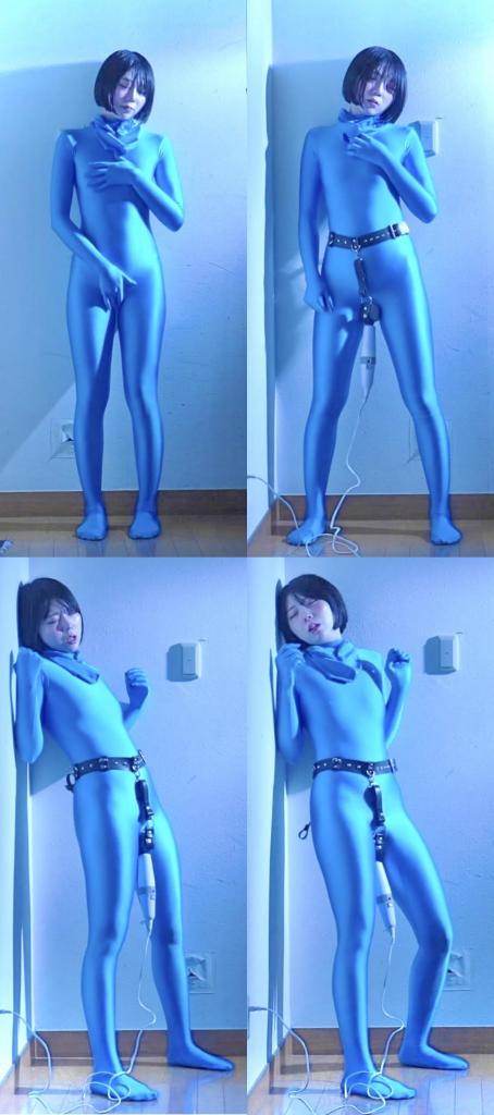 【Standard】プラン8月フェチ動画 #002（2/2回目） 小姐姐穿着zentai在家里的墙角处发骚自嗨。<br>先是揉裆抠乃头自我催情。<br>随后穿戴好穿戴式快乐棒固定内裤，在裆部固定快乐棒，进行站立强高自虐。<br><br><span style='color:#b0b0b0;'>[隐藏文字，购买后可见]</span>