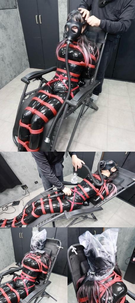 10分〜【ラバー完全拘束[X_X]】complete plan 小奴被全身缚绑在椅子上。<br>先是戴上防毒面具，配呼吸水瓶，窒熄play的同时用快乐棒强高。<br>最后头套塑料袋再玩一波窒熄。<br><br><br><span style='color:#b0b0b0;'>[隐藏文字，购买后可见]</span>