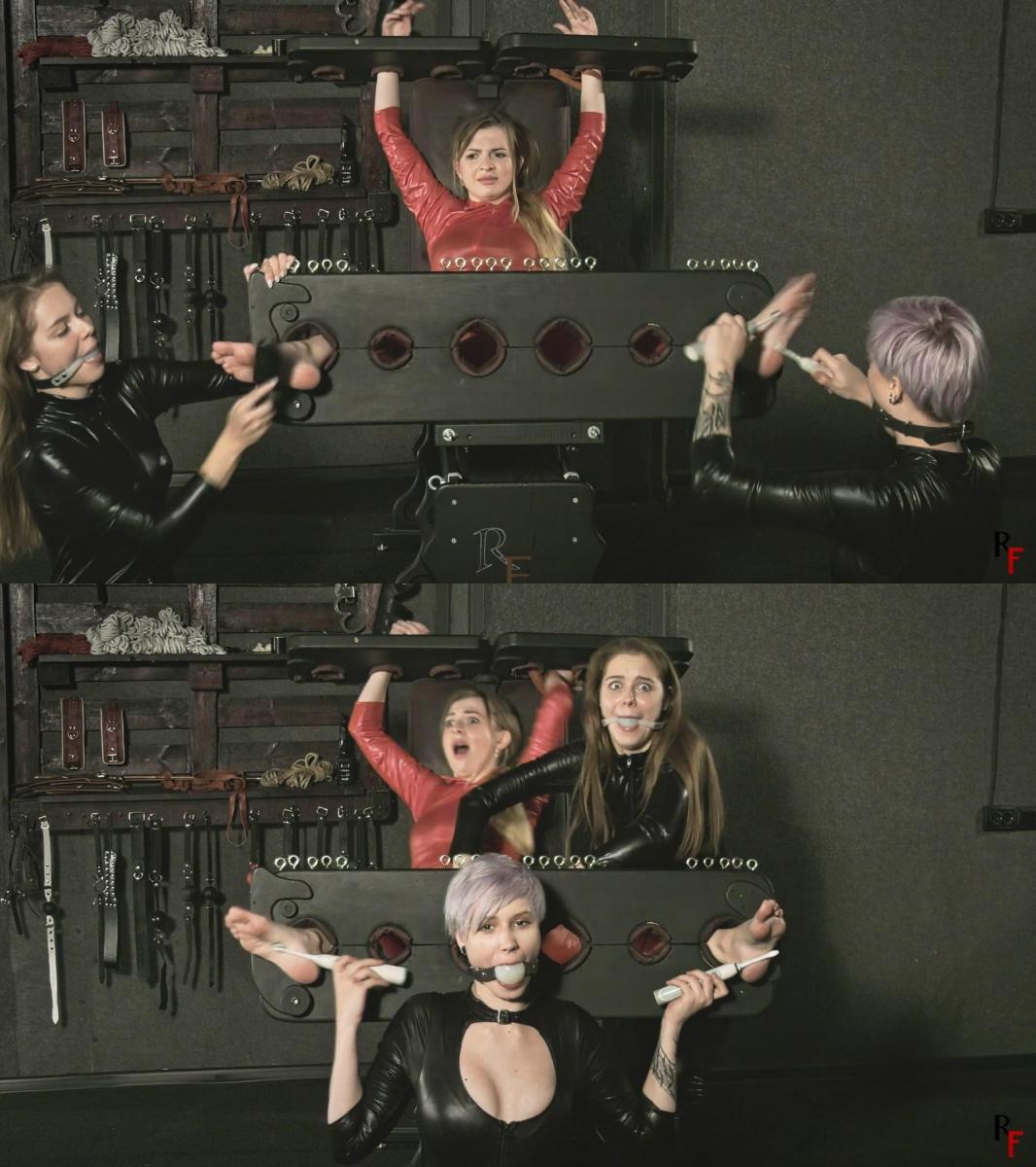 Alevtina in stocks gets tickled by gagged Astrid and Leya in catsuits (FULL HD MP4) RussianFetish RF<br>CATEGORIES: BALLGAGGED, CATSUITS, FOOT FETISH, FOOT TICKLING, TICKLING, TICKLING ARMPITS<br>By John<br>In this clip, barefoot Alevtina in a red catsuit is locked in stocks, and my two charming assistants Astrid and Leya in black catsuits, whose mouths are ballgagged, tickle their ticklee.Ticklers were free to choose their devices and thats why they use everything that comes their way, and of course with their sharp fingernails.Alevtina is ticklish as crazy, and she is subjected to a comprehensive tickling both on her bare feet and upper body while squealing loudly and twitching violently. Enjoy!<br>俄罗斯恋物癖RF<br>分类:BALLGAGGED,紧身连衣裤,恋足癖,脚挠痒痒,挠痒痒,挠痒痒腋窝<br>约翰<br>在这个剪辑中，赤脚穿着红色紧身连衣裤的Alevtina被锁定在股票中，我的两个迷人的助手Astrid和Leya穿着黑色紧身连衣裤，他们的嘴被球塞住，挠痒痒他们的挠痒痒。挠痒痒的人可以自由选择他们的设备，这就是为什么他们使用一切来他们的方式，当然与他们锋利的指甲。Alevtina是怕痒的疯狂，她受到一个全面发痒都在她的赤脚和上半身，同时大声尖叫和剧烈抽搐。 享受吧！<br><br>Саtеgоriеs: FOOT, FEET FETISH, LEZDOM, JOI, FOOT WORSHIP, FOOT TEASE, DANGLING, PANTYHOSE, SOLES, femdom, girl domination, humiliation, bondage, shibari, rope bondage, shibaru, suspension, belts, bedtie, hogtied, tight bondage, strict bondage, bound elbows, struggling, ballgagged, helpless<br>分类：脚，脚恋物癖，JOI，脚崇拜，脚挑逗，晃来晃去，连裤袜，鞋底，女性主导，女孩统治，羞辱，束缚，shibari，绳索束缚，shibaru，悬挂，腰带，bedtie，hogtied，紧束缚，严格束缚，束缚肘部，挣扎，ballgagged，无助<br>