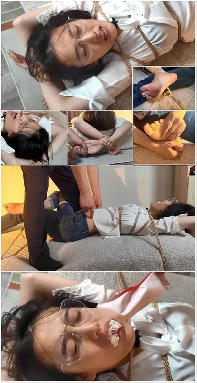 长腿眼镜学姐文静，白衬衣牛仔裤仰面花式紧缚痒刑第四季，美足和肚脐敏感度的深度探究和手心的敏感新大陆，扰民的尖叫  