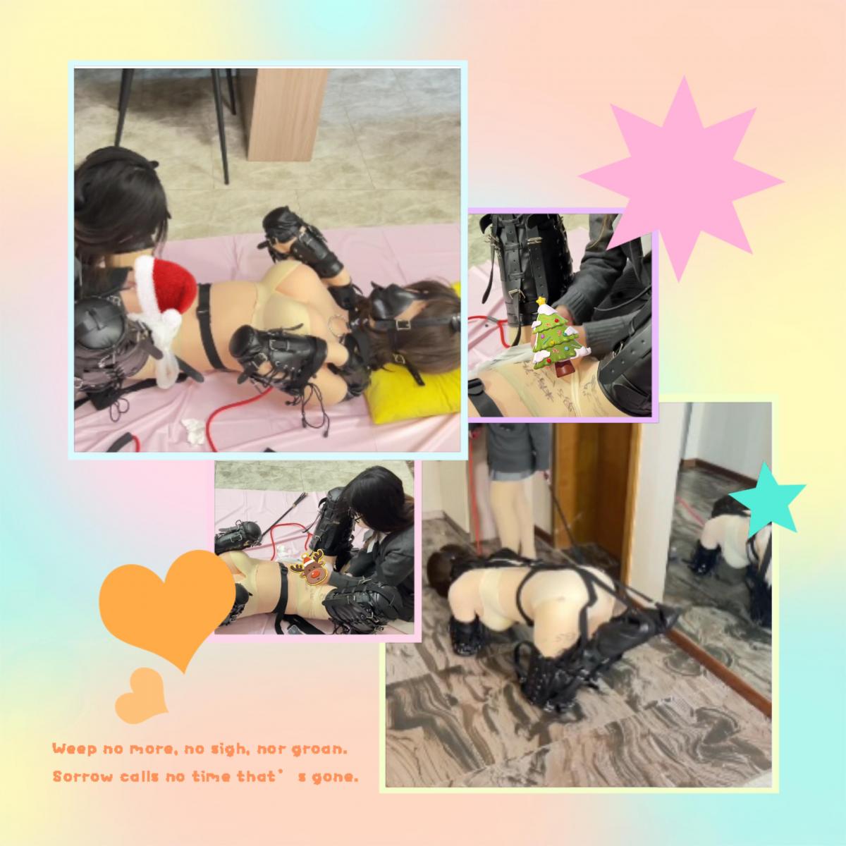 Kigurumi囡囡日常调教 Kigurumi小囡<br>女主人牵着可爱的狗狗，女主人遛狗狗遛累了，开始疯狂压榨狗狗，无法开口的狗狗只能呻吟着娇喘着。<br>（已打码）