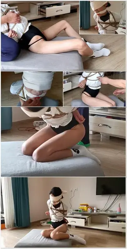 欣悦，美艳单身OL的阳康居家训练第二课，蕾丝高叉露背体操服、白袜，蒙眼勒嘴的跪姿与耻辱TJ  