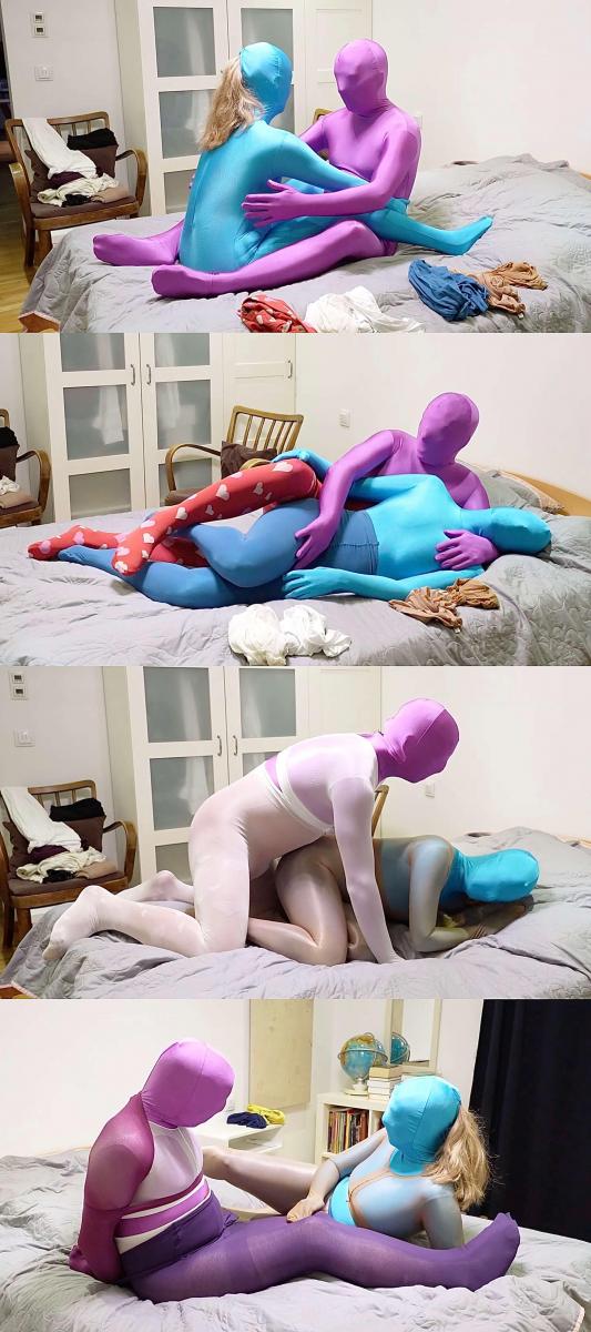 ZENTAI DRYHUMP SEX BUDDIES zentai男女，丝袜全包play，包了N多层，数不过来了，哈哈哈。<br>包一层，两个人就抱在一起缠绵一波，嘎嘎带劲~~