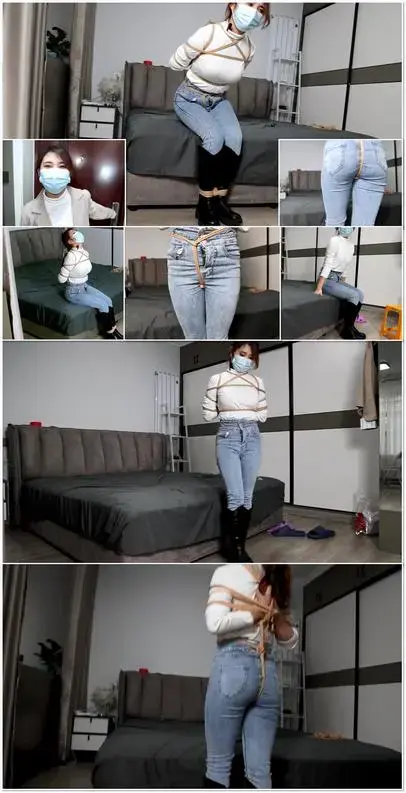 大二生的寒假兼职，丰满小美眉盼盼试镜第一季，长靴、紧身牛仔裤，后观音、股绳捆绑初体验，行动能力指令测试，蹦蹦跳跳很可爱  