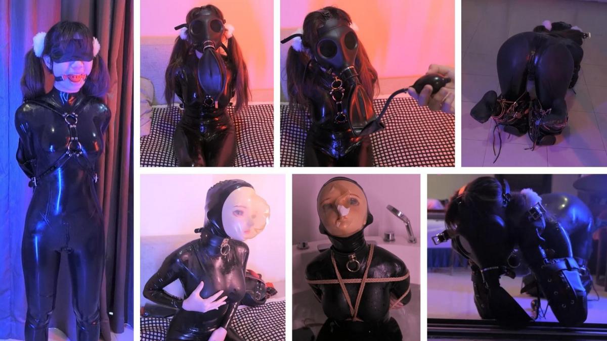 【小萌同学】latex-16 长篇乳胶无氧乳胶头套kig。k9爬行训练，防毒面具新呼吸袋持续挣扎不放！ 注意：视频挂了可以添加片头QQ补！！新的推特号是xiaomengtongxu6！旧的已挂，有问题可以私信我。<br>新年长篇来袭，补档篇结束后回归以前价格，给大家带来良好体验。网盘的html格式改为rar<br>膠衣小萌體驗著各種呼吸闷绝遊戲。我們在室內和室外都拍了不少視頻，這次發佈室內部分，也請期待下次的室外部分哦。<br>這次的室內遊戲採用了許多不同的道具組合：<br>單手套、眼罩、口球、膠帶封鼻、[X_X]。<br>單手套、防毒面具、[X_X]、普通呼吸袋。<br>單手套、防毒面具、[X_X]、帶充氣泵的呼吸袋。<br>防毒面具、K9、爬行。<br>防毒面具、K9、普通呼吸袋、爬行。<br>防毒面具、K9、帶充氣泵的呼吸袋、爬行。<br>Kig面具、乳胶頭套。<br>Kig面具、乳胶頭套、繩縛。<br>Kig面具、乳胶頭套、[X_X]。<br>帶有手捏充氣泵的呼吸袋是個新玩具。袋子和泵之間有一個閥門，但即使閥門打開，小萌同學也沒法從外界吸入空氣。只有捏充氣泵才能把新鮮空氣打進呼吸袋中。我已經有了一些關於未來如何使用它的更多想法……<br>對小萌來說，先戴上Kig面具再戴上无氧頭套也是全新體驗。通過頭套的變化把“娃娃”的呼吸展示出來挺有意思的，而且“娃娃”不變的面部表情跟面具下實際那張痛苦的臉也令人感到巨大的衝突……