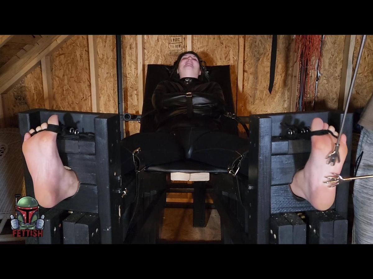 Tickle Therapy – Paige My new devices here!<br><br>Lay back on the cushioned seat, get strapped in your straight jacket, legs strapped down, your forehead pinned back to the chair, and put your feet up...in their own stocks! Once locked in place, all of your toes are tied back and your treatment begins!<br><br>I'll be sure you'll feel better! You'll leave each treatment in hysteria...