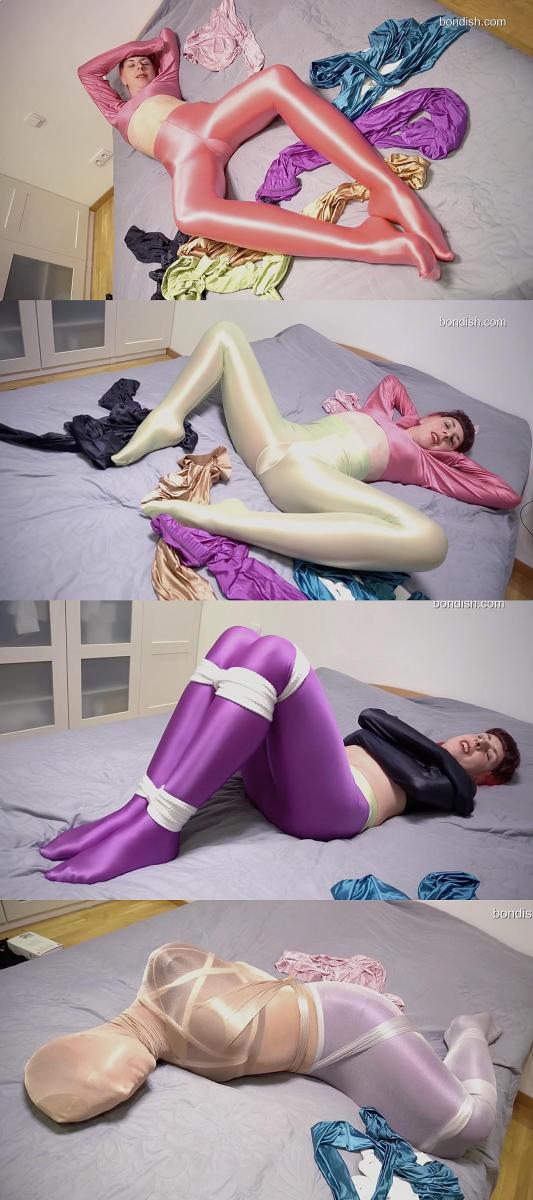 LEOHEX TIGHTS PANTYHOSE ENCASEMENT BONDAGE 小姐姐三层光泽袜包裹，随后自己自缚双腿。<br>最后被坏人五花大绑 丝袜全包。<br>一顿发骚，最后落得苦苦挣扎。