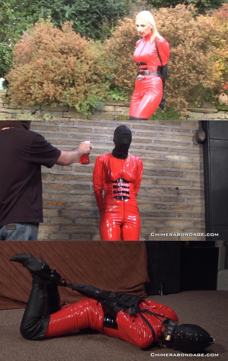 Catsuit Ginger Figging Anal Plugged Hooded Armbinder Hogtie With Nipple Clamps 特蕾西·莱恩（Tracey Lain）将一串五个球[X_X]她的[X_X]，然后将自己穿上一件亮红色PVC紧身衣和一双及膝长的皮靴，然后将手腕铐在背后。现在，在她的手铐换成活页夹之前，她的头上绑上了一个皮革头巾，并用挂锁锁住，然后她脸朝下放在被殴打的地板上——在那里，一块新鲜切好的生姜放在她的屁股里。Tracey Lain inserts a string of five balls into her pussy the eases herself into a bright red PVC catsuit and thigh length leather boots then handcuffs her wrists behind her back. Now a leather hood is laced and padlocked over her head before her handcuffs are replaced with an armbinder then she is placed face down on the floor where she is figged - where a piece of fresh cut ginger is placed into her arse. 