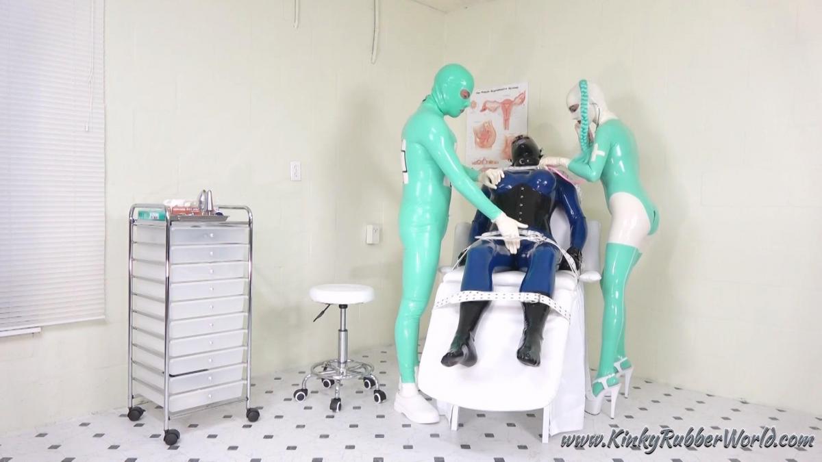Rubberdoll Exam and Treatment Since some of the treatments in their #Rubberclinic may be intense, the #rubberpatient is strapped down to the #examchair. #Rubbernurse Lara and #Rubberdoctor Jeff are giving their #latex patient a thorough exam and treatment , including a #breast #exam. As attractive as the #nurse in her skintight #catsuit is, #Rubber_jeff gets a little distracted and starts playing with the nurse