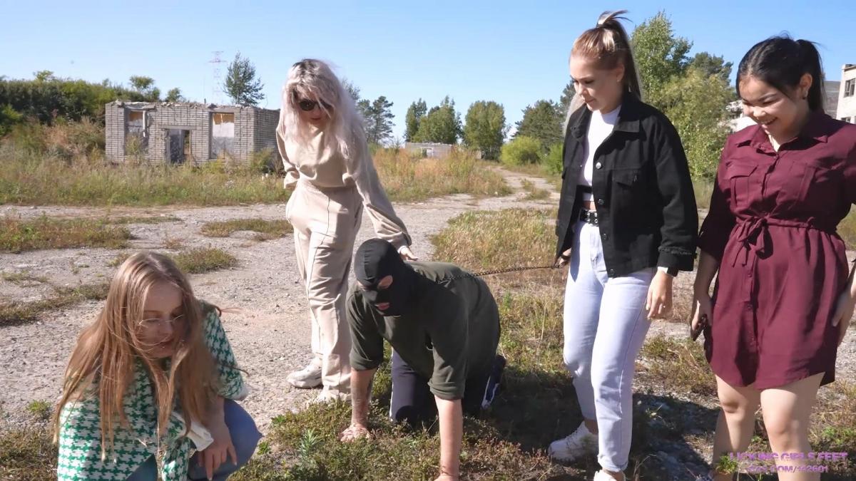 NICOLE, JANE, LANA and SAKURA - Humiliation fat and disgusting pig (HD) Nicole, Jane, Lana and Sakura hate this fat idiot, in their opinion, he is a complete nonentity and a loser. Today she decided to show him his place .. They brought him to an abandoned building to have fun and humiliate him. This dirty pig obeys all the girls' orders .. eats the ground, catches their spit, licks their dirty sneakers, dips his head in machine oil and much more .. This fat guy is even sometimes funny for girls and they laugh at him .. They don't understand how he can be such a pathetic loser .. just look at him! He was born to be humiliated! Today is a fun day for girls, which can't be said about this dumbass.