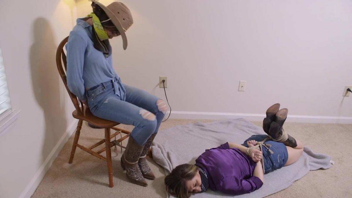 Cowgirls Grabbed In this custom video, Scarlett grabs Laney and Ryan who are both dressed up as cowgirls. The girls are tied up and gagged and left to struggle as we watch!