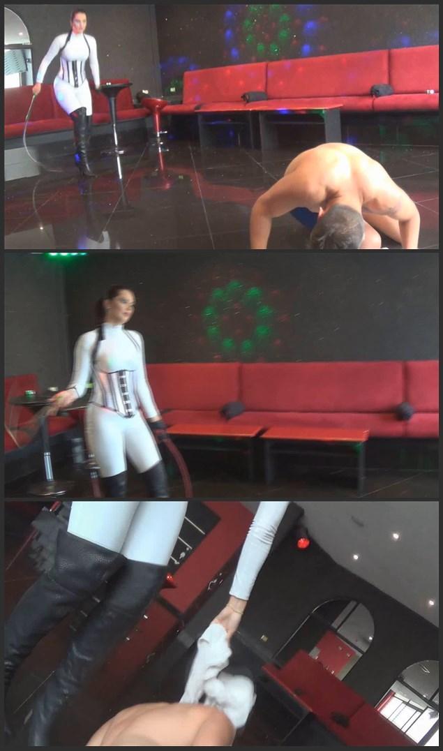 Domination in the Pool by Joanna 乔安娜在泳池中的支配权<br><br>乔安娜的私人奴隶决定今天去享受女主人的游泳池。他不知道女神正在监督他，检查他是否敢于使用游泳池。一旦她抓住了他的行为，她就迅速开始用各种方式惩罚他：口头羞辱，她把他推到游泳池，然后把他带到主房间，给他上了一堂严厉的鞭打课。她让他用舌头舔地，用两根牛鞭恐吓她愚蠢的奴隶。她穿着这套白色的紧身衣和配套的黑色靴子，看起来非常性感。一个真正的女神，你不应该试图惹恼她！<br><br><br><br>Domination in the Pool by Joanna<br><br>Joanna's personal slave has decided to enjoy his Mistress' pool today. He is not aware the Goddess is overseeing him and checking if he is going to dare to use the pool. Once she catchs hm in the act, she promptly starts to punish him in a variety of ways: verbal humiliation, she pushes him to the pool and then takes him to the main room for a severe whipping lesson for him. She makes him to lick the ground with his tongue and uses two bullwhips to intimidate her stupid slave. She looks amazingly sexy with this white catsuit and the companion black boots. A true Goddess who you should not try to piss off with!<br><br>