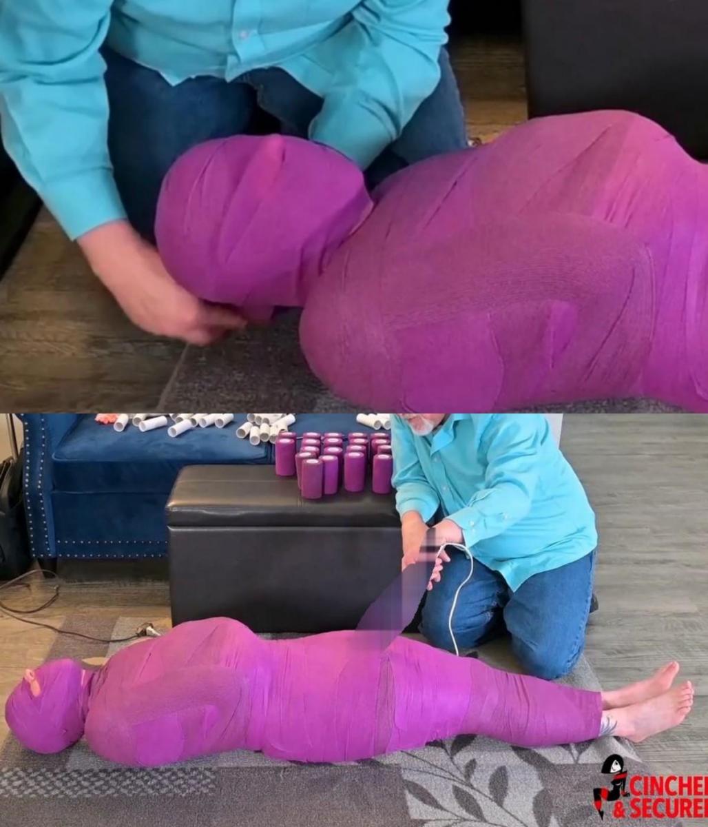 Minx's Mummified Orgasms - Full Version (MP4 Format) 拿了更多的兽医裹布，他用了一个紧的裂口塞子，然后包裹了我的整个头部，除了我的鼻子和脚外，没有任何东西暴露在外！ 他让我躺下，而我又瞎又聋又哑，等待着看看他为我准备了什么。 他先挠我的脚，然后转向崇拜脚，吸吮我的脚趾，舔我的脚底，因为我高兴地扭动和呻吟。 我被逼疯了，然后他慢慢地撕开我[X_X]上的包裹物，把 hitachi 放在我又湿又痛的[X_X]上！ 在经历感官剥夺的同时被震动，太强烈了！ 我几乎立刻就[X_X]了，但随后他一边摇晃我一边开始吸我的脚趾，我几乎快要失去理智了！ 最后，他把我的脚包起来，然后包在我的鼻子上！ 我可以隔着包裹呼吸，但那种感觉太棒了！Taking more of the vet wrap, he applied a tight cleave gag and then wrapped my whole head so that nothing was left exposed except my nose and feet! He lay me down, while I waited, blind and deaf and mute, to see what he had planned for me. He started by tickling my feet and then moved on to foot worship, sucking my toes and licking my soles as I writhed and moaned in pleasure. I was worked into a frenzy and then he slowly cut open the wrappings over my pussy and brought the hitachi onto my wet, aching pussy! Being vibed while experiencing sensory deprivation was so intense! I came almost immediately, but THEN he started sucking my toes while he vibed me, and I nearly lost my mind from the pleasure! Finally, he wrapped my feet and then wrapped over my nose! I could breathe through the wrap, but the sensation was amazing!