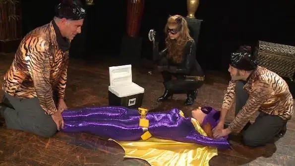 Wmbcv-1363: Perils of Batgirl 1 - Chapter 1 Angela Sommers , Candle<br>07/06/2021<br>Barbara Gordon (Angela Sommers) arrives home from work to learn that her alter-ego Batgirl, has been named “Sexiest Girl in Gotham City”. She strips out of her dress to reveal a sexy set of black lingerie and sheer stockings. Reading the paper, she learns that Catwoman (Candle) is back on the prowl...<br><br>