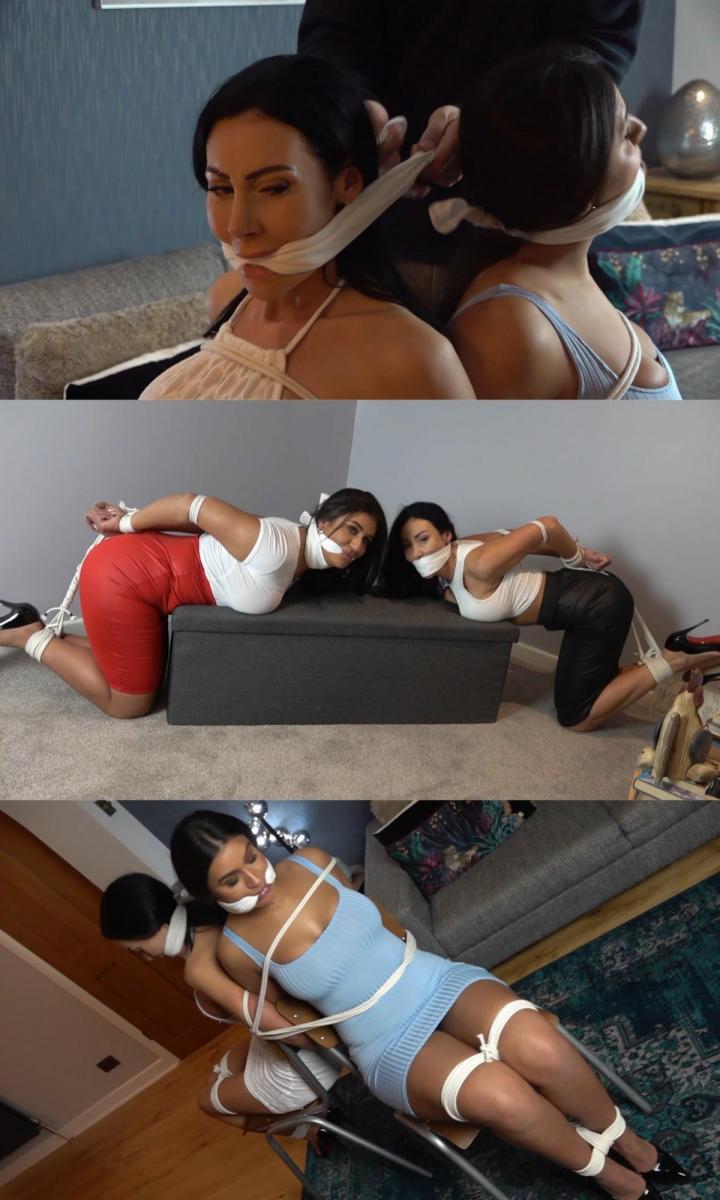 Scarlett &amp; Mila in: Bitchy Influencer Brats Throw Their Weight Around at the Shoot, Disrespectin Scarlett & Mila in: Bitchy Influencer Brats Throw Their Weight Around at the Shoot, Disrespecting the WRONG Maniac Photographer! 丰满的黑发斯嘉丽和米拉是极具影响力的人物，他们认为自己处于图腾柱的绝对顶端。 事实上，他们认为自己可以做任何事，而且还能侥幸逃脱惩罚。 但是，今天，在与一个冷酷怪人的合影中，他们即将找出谁真正拥有力量……<br><br>在一次预先安排的时装拍摄中，惹恼了这位已经极度精神错乱的摄影师之后——顺便说一句，女孩们才发现她们的经纪人从未听说过这个小丑——但为时已晚——女士们很快发现自己陷入了危险之中！ 勇敢的斯嘉丽在去化妆间的路上被偷偷抓住，米拉过来监视，猜猜她会发生什么……<br><br>很快，两个宝贝就被背对背地绑在椅子上，用白色头巾紧紧地堵住嘴，而这些头巾又在她们的后脑勺上打结，以增加羞辱。 确实，这两个臭小子确实需要上一堂礼仪课！ 他们弹跳、摇摆（并感到兴奋），同时被这个疯狂的疯子为后代拍照。 这只是它的开始！<br><br>当我们的女士们被绳子和布绑在一起（这些堵嘴，伙计，像那样绑在一起太酷了）坐立不安时，她们知道这个疯狂的照片鲷鱼还有更多的东西。 现在他有了它们，他会按照他想要的方式来打扮它们……<br><br>楼上，这个变态把女孩们换成了更性感的衣服，把她们绑起来，紧紧塞住她们的嘴，而他抓住她们的胸部，让她们炖着吃。 当他走时，它就打开了。 女孩们被紧紧地绑在一张脚凳上，摇摇晃晃、蹦蹦跳跳。 在这场激烈的斗争中，后来揭露的对迷人的斯嘉丽的额外好处是，她的嘴也被一条细布条紧紧地封住。 该死，这家伙一定不喜欢她的屁股！<br><br>说到屁股，看着那些穿着裙子的闪亮臀部下垂、抽动、着迷，而美女们则挣扎着，嗯嗯嗯嗯嗯。 哦，他们有没有mmmmpppphhhh，即使勤奋的斯嘉丽松开了嘴套，她仍然无法说话。 哇，不会说话的影响者。 哦，我们喜欢这样…… 你也一样！！Busty brunettes Scarlett and Mila are high-powered influencers who think they are at the absolute top of the totem pole. Indeed, they think they can do just about anything, and get away with it. BUT, today, on their photoshoot with one grim weirdo, they are about to find out who REALLY has the power…<br><br>After royally annoying the already extremely unhinged photographer at a pre-arranged fashion shoot – by the way, the girls’ only find out after its too late that their agent has never heard of this clown – the ladies quickly find themselves in peril! With plucky Scarlett secretly grabbed on her way to the makeup room, Mila comes on the lookout, and guess what happens to her…<br><br>Soon enough, both babes are trussed up back-to-back in chairs, tightly cleave gagged with white bandanas and these in turn are knotted together at the backs of their heads, for added, humiliation. Indeed, these are two brats who REALLY need a lesson in manners! They bounce and rock (and get felt up) all while being photographed for posterity by this crazed maniac. And THAT is just the start of it!<br><br>As our ladies fidget, bound together with ropes and cloth (those gags, dude, so cool tied together like that) they know that this deranged pic snapper has a whole lot more in store. Now that he has them, he’s gonna dress them up the way HE wants them dressed up…<br><br>Upstairs, the creep has changed the girls into more sexy outfits and has them hogtied UP, tightly OTM gagged while he grabs their boobs and leaves them to stew. When he goes, it’s ON. The girls jiggle and bounce around, very, very tightly hogtied over an ottoman. The added bonus to the ravishing Scarlett, revealed later in this passionate struggle, is that’s she has also been tightly cleave gagged with a thin cloth strip. Damn, the guy must REALLY not like her ass!<br><br>And speaking of asses, watch those shiny skirt-clad rumps dip and twitch and enthral as the beauties struggle and mmmmpppphhhhh. Oh, do they ever mmmmpppphhhh, and even when industrious Scarlett looses her over mouth muzzle, she’s STILL unable to talk. Wow, influencers who can’t talk. Oh, we like that…. And so shall you!!