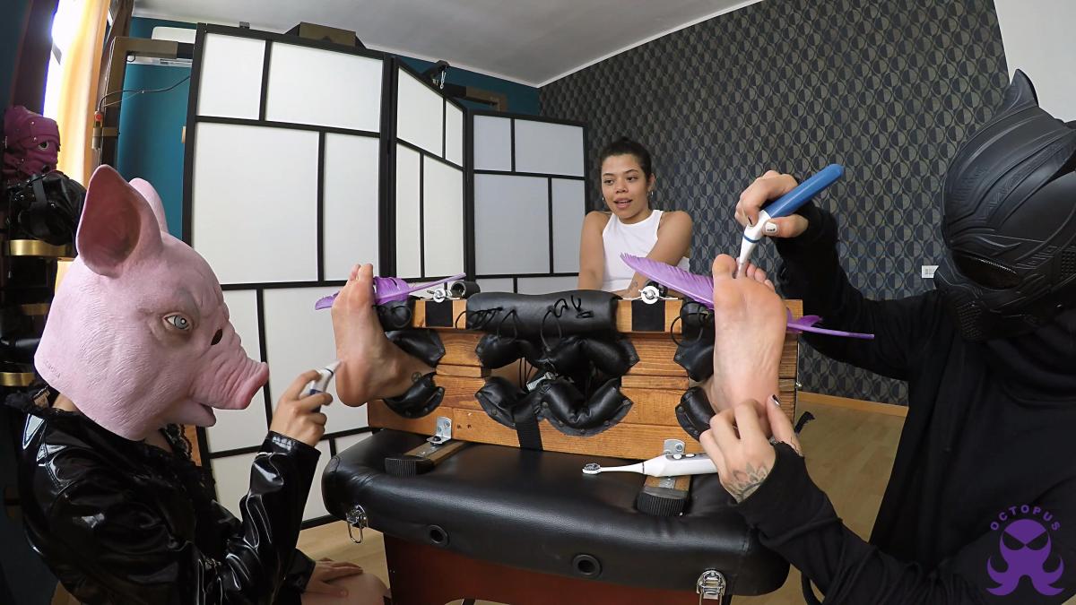 Kimberlin First Time Stock Full - 720p We have a new guest today at our studio: the smiling Kimberlin.<br>We introduce her to our stocks and someone is going to help Octopus tickling her feet.