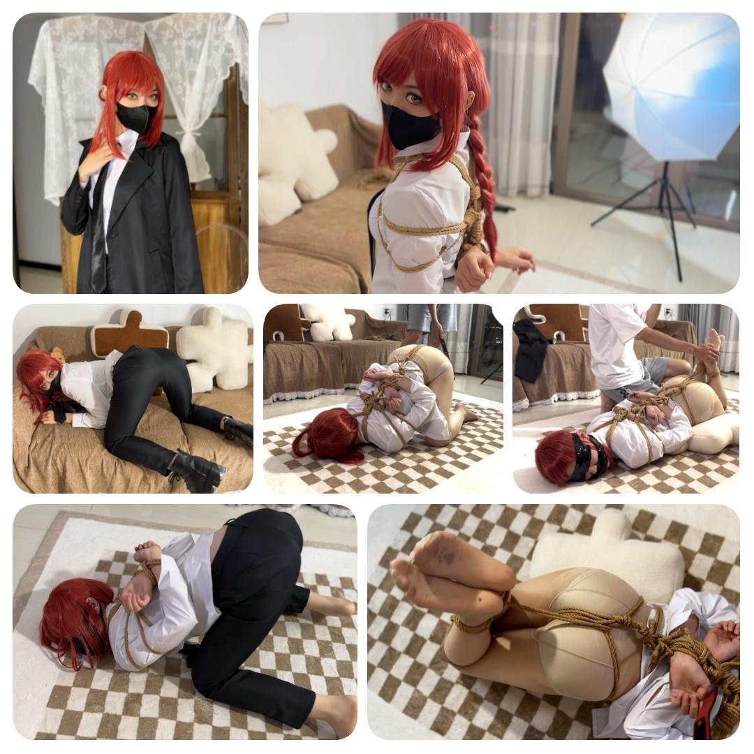 RLL工作室定拍作品—泽楼玛琪玛cos 麻绳紧缚调教 以前看《电锯人》的时候就幻想紧缚玛琪玛这个坏女人，然后好好调教一番，原本去年年底开了一个贝特工作室小艺玛琪玛cos的众筹，可惜没什么进展。恰好7月份关注到RLL这边树王cos的作品，一聊才知道她们主拍cos，既然这么专业我就直接找新模特泽楼拍摄了这部绳艺cos作品。泽楼的大眼睛和标致的身材简直完美适配玛琪玛的美瞳和cos服，再加上原色麻绳的束缚，整个拍摄过程非常有代入感~<br>内容包括cos模仿（一些角色动作）、麻绳捆绑、放置挣扎、抚摸、sp、、脱裤子、tk、胶带蒙眼堵嘴，想看玛琪玛被紧缚调教的朋友不要错过，也推荐喜欢二次元的朋友去定拍，客服是另一位模特雁一，人美声甜，交流起来非常融洽，态度也非常友善~<br>——————————————————————————————————————————————————————————————————————————————————————<br>下载压缩包后将文件解压两次（解压密码购买后注意隐藏字），<span style='color:#b0b0b0;'>[隐藏文字，购买后可见]</span>。<br>最近会有不少作品发布，希望大家多多关注和支持~