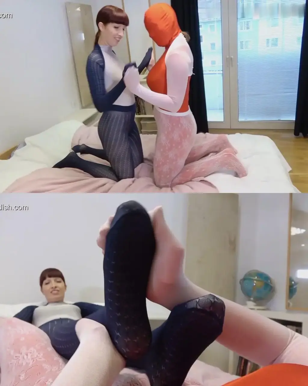 100 PERCENT ENCASEMENT FOR MAGGIE The best subs are a little reluctant, aren't they? As part of her training I have little Magiie encased and teased with pantyhosed strokes from my hands and feet. A little tender pantyhose cuddling as a reward for being such a good ropebunny all the time!
