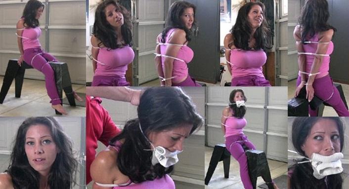 Little Angel - Buxom Neighbor Tries Bondage (mp4 HD 720) Starring Little Angel. As the housing market recovers new ladies are appearing in the neighborhood. Some are quite fetching. As a good neighbor I must take a moment to introduce myself to all newcomers, and of course with Angel and her bulging bosoms I had devious desires in mind. One thing led to another and I talked her into zip tie bondage, fibbing that it was just a game. Not a fun game for Angel as it turns out, but she is still a hoot as the reluctant prisoner. Her comments are off the wall funny. I banter back. My retorts do not provide her with any hope to be cut loose soon. As much as I enjoy her verbal company, she needs a gag for her mouth, so I literally put a sock in it on screen, held fast with another zip tie. Actual running time (07:54) (1280 x 720)