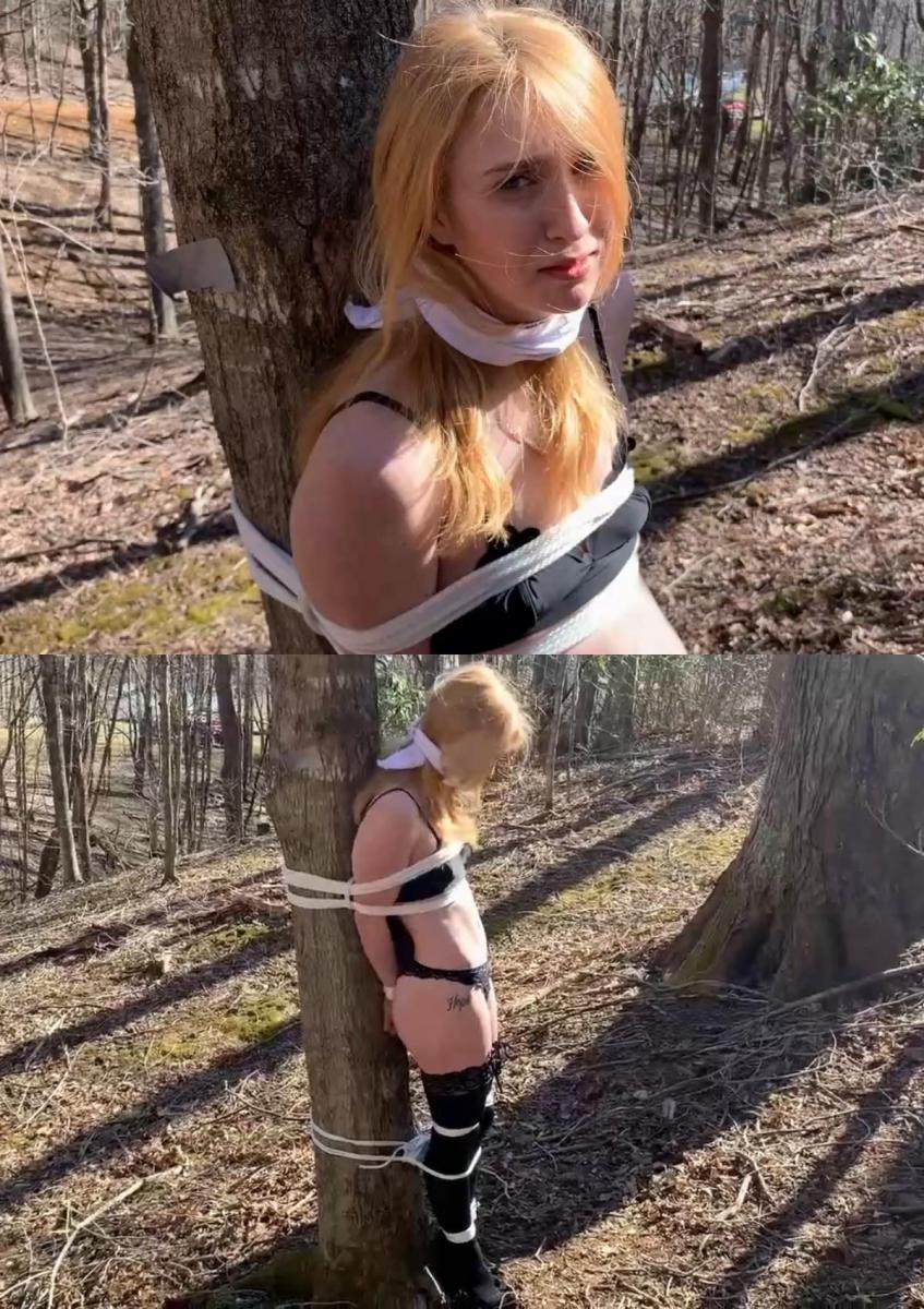 Snatch Her Part 5 在这一集的最后一集中，梅西穿上衣服，喂饱食物，然后被带到树林中央的接载点，绑在树上！ In this concluding episode, Macy is dressed up, fed and taken to the pick up point which is in the middle of the woods, tied to a tree!