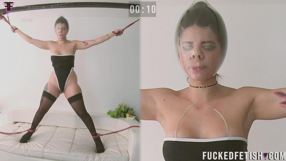 SFW limit condom breathplay bondage 4 limbs fun latina SFW version no naked / not x content / Here we really reach the limit of Miss Rossario playing with the condom<br>breathplay. This sexy model has put up with a lot, especially in the last few<br>moments just before removing the condom from the head when the plastic<br>it hits the face and the little breath that there was comes out of the condom... here we get<br>her sincere screams and her movements of extreme madness.<br>We use a little hose to breathe inside the condom... this hose<br>It works well, but it fills with saliva and less and less air enters<br>You can see how the saliva falls on her fake tits and the sexy swimming dress<br>... she has high heels and it is difficult and uncomfortable to stand<br>she has all 4 limbs tied up and we use an endless vibrator to drive her wild<br>even more... it wasn't an award, she just wanted it to go further...<br>In the end we played to get her to free herself from the condom... that was fun...