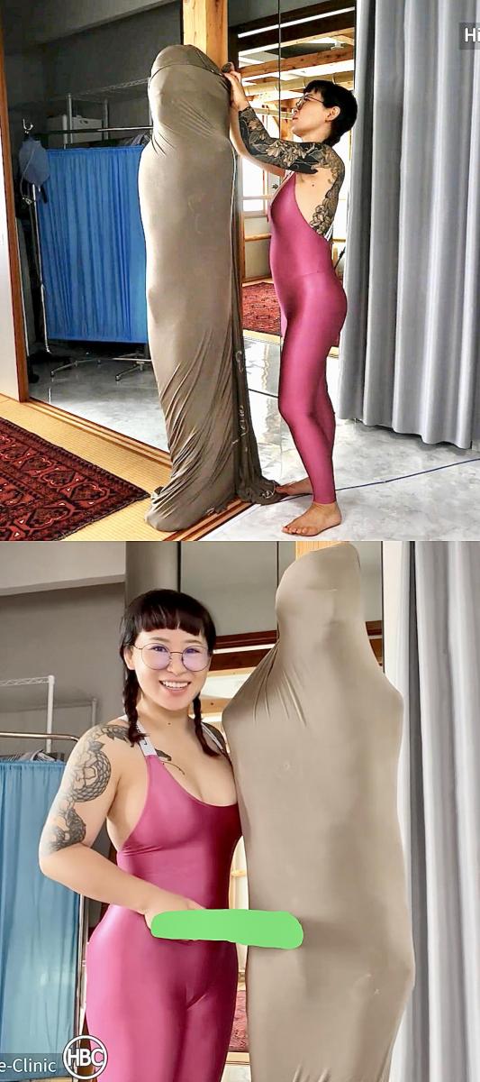 10 Meter Fabric Pillar Mummification! 雏奈子玩弄zentai男M。<br>让男M贴着柱子站，然后用十米长的弹性床单，把男M和柱子卷在一起。<br>一顿抚摸挑逗，拿出快乐棒强高榨汁男M。<br><br>...<br>。