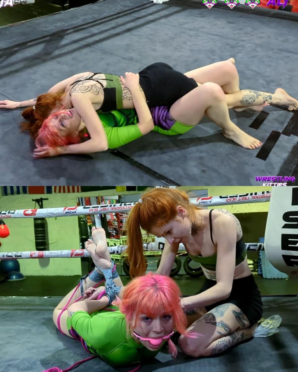 Wrestling female bondage: Aly VS - Anitta Lotta D 欢迎来到 Wrestling Kitties，一个致力于女性和调教摔跤的新内容制作者，您将看到在现实战斗中为胜利而进行的肉搏战，大多数女孩都是业余爱好者，其他一些将有更多经验。<br><br>规则很简单，每个女孩必须达到5分，通过摔倒对手并让其在地板上停留5秒来获得，通过摔跤、锁定或用自身体重进行擒抱。 一旦获得5分，他们就有权使用一些束缚物来束缚对手。 第一个完全克制对方的人就是胜利者。<br><br>我们的第一场比赛是 Anitta Lotta D. 和 Aly，他们都是新手，也是第一次上擂台。 正如我们已经说过的，战斗完全是业余的，我们想要实现现实主义，没有排练，我们永远不知道谁会赢或输，只是摔跤并获胜。<br><br>未来，不同游戏中的战斗将会有所不同，例如 2 对 2、混合比赛、幸存者：一群人对抗所有人等等。 请记住，您可以随时向我们的网站提出想法或请求定制战斗。Welcome to Wrestling Kitties, a new content producer dedicated to female and femdom wrestling, you will see hand-to-hand fights for the win in realistic combats, Most of the girls are amateur and some others will have more experience.<br><br>The rules are very simple, each girl has to reach 5 points, which are achieved by takedown the opponent and keeping them 5 seconds on the floor, with wrestling holds, locks or grappling with their own body weight. Once they get the 5 points they will have the right to use some bondage material to tie the opponent down. The winner is the first to completely restrain the other one.<br><br>Our first fight it’s on Anitta Lotta D. and Aly, both neophytes and first time on a ring too. Aswe already say, the combats are completely amateur, we want to achieve realism, there’s no rehearsal, we never know who is gonna win or lose, just wrestling and winning.<br><br>In the future the combats will vary in different games such as 2 vs 2, Mixed Matches, Survivor: A group all against all and many more. Remember you can always contribute with ideas or ask for custom combats writing to our website.