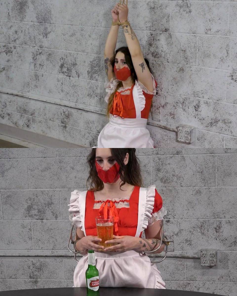 GIGI: BONDAGE MAID 当吉吉申请成为当地乡村俱乐部和庄园的女佣时，她并没有考虑太多。 随着采访的进行，她发现自己正在试镜束缚女仆的角色，要求她在被束缚和堵嘴的情况下执行各种任务。 她得到了这份工作，却发现自己被绑着，嘴巴被胶带封住，等待着被召唤，她被锁在贞操之中，希望有机会服役！When Gigi applies to be a maid at the local country club and estate, she doesn't think much about it.  As her interview proceeds, she finds herself auditioning for the role of a Bondage Maid, requiring her to perform a variety of tasks while bound and gagged.  She gets the job and finds herself waiting to be called, tied and tape gagged, locked in chastity, hoping for the chance to serve!