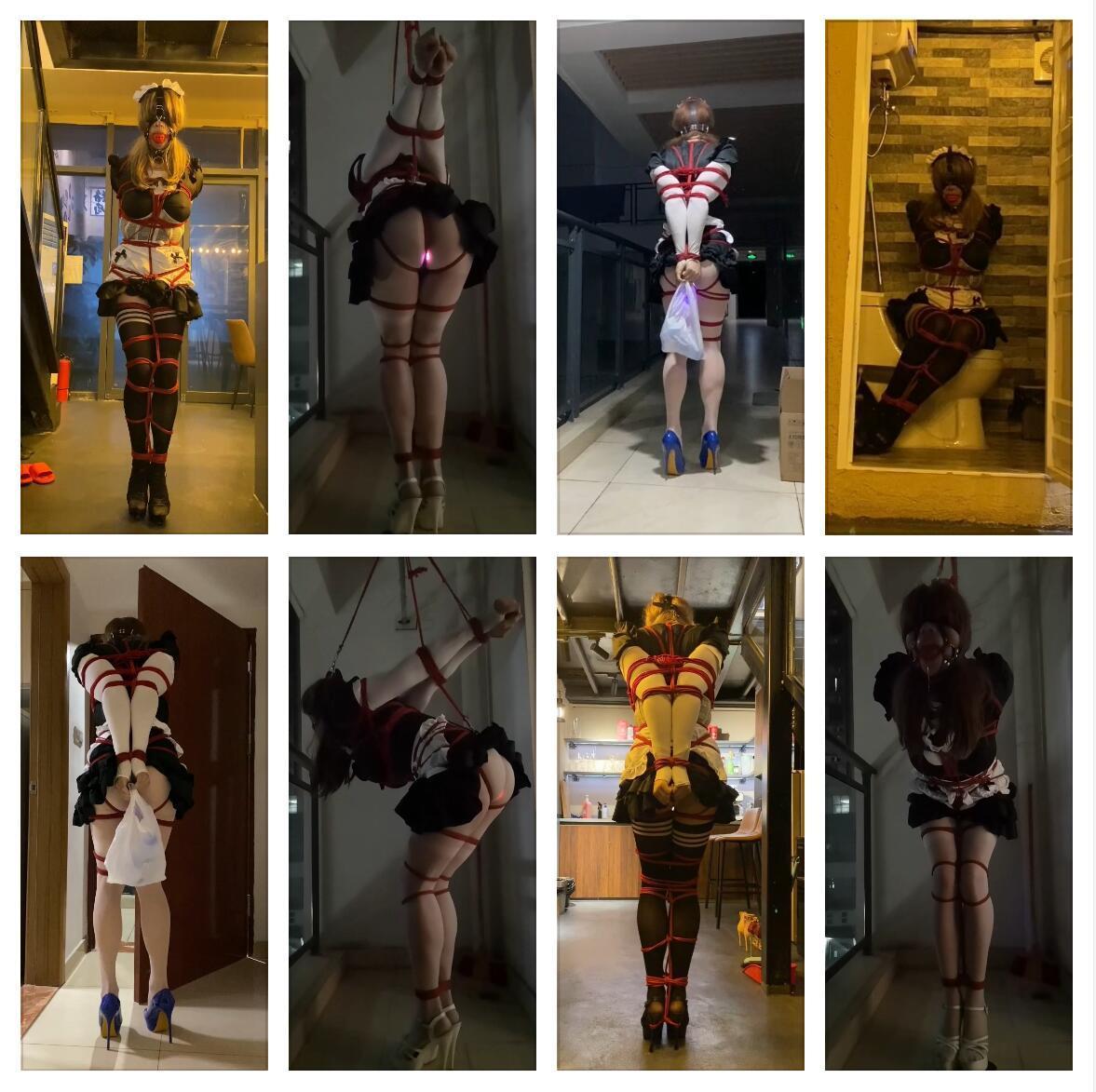 ♥♥♥CD伪娘小诡的自缚95 送外卖的自缚女仆♥♥♥ 某位粉丝赞助的女仆装<br>小诡表示不合身而且巨难穿<br>下次应该不会再穿了<br>但自缚的场景是个清吧<br>倒是很契合女仆主题<br>另外那位粉丝大佬十分想看女仆送外卖<br>如此奇葩要求小诡还是很负责的糊弄了一通<br>阳台上玩的时候 很明显看到下面有行人经过<br>小诡没敢开阳台灯<br>就这样吧~<br>百度盘下载解压后修改后缀名.MP4
