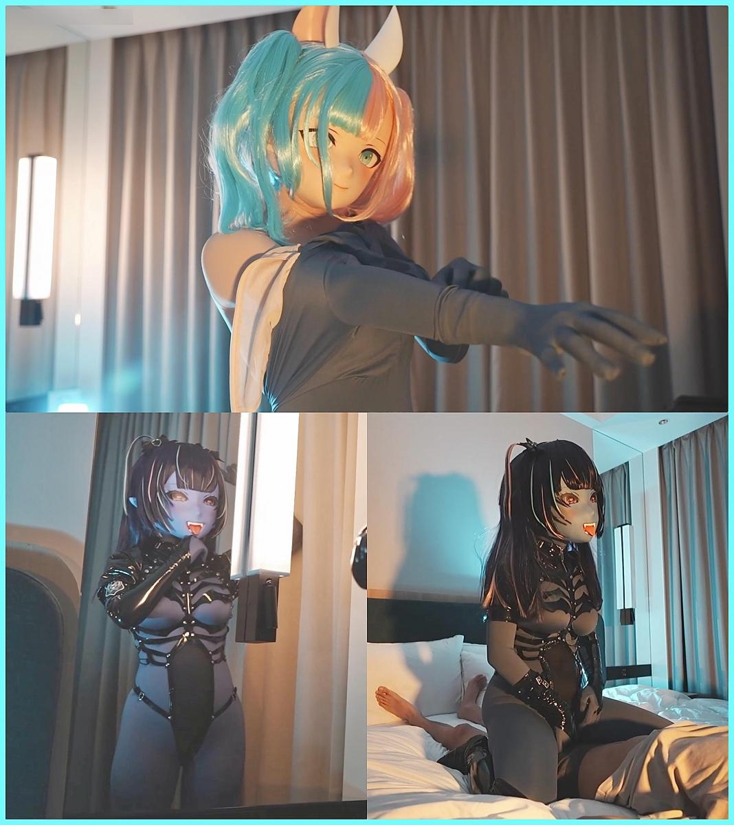 サキュバス見習い 可爱的kig娃娃穿上了蓝色魅魔的皮肤。<br>原本只是要给主人的万圣节惊喜，没想到却完全迷失了自我。<br>沉浸于魅魔的脸孔下，彻底被以精Y为食的魅魔附身了。<br>今晚她将不停地做淫荡的事，在蓝色的面孔与发散色气的眼神下，不断传出淫荡的叫声……<br><br>声明：<br>kig内穿有硅胶假B内裤，佩戴道具为黑胶假丁，并非真实人体器官。<br>无违规内容，无删减，放心入。<br><br>元素:<br>kig皮、双层zentai、魅魔、头壳、传教士位、女上骑乘位、对镜后入。<br><br>搬运自：柚希の香り