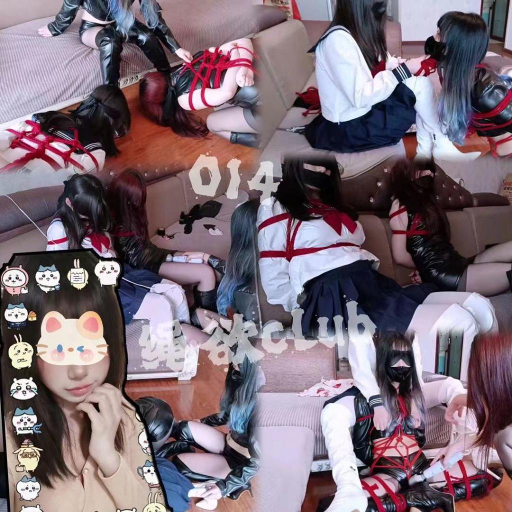 【绳欲club-014】【定拍】新人小羊的首次出镜 三人互调 舔脚 原味棉袜黑丝堵嘴 反差jk小姐姐 小羊首次出镜就感受到了当s的快乐，前面被03小姐姐欺负的多羞耻后面欺负回来的就有多快乐<br>小羊把穿了一天的棉袜脱下来堵住03姐姐的口鼻，小玉的黑丝脱下来勒住嘴最后带上乳胶口罩[X_X]，强制撑开双腿用zdb强高，最后装进麻袋里被踩在脚下<br>【食用指南】解压密码: shengyu014 文件后缀需要更改为mp4 