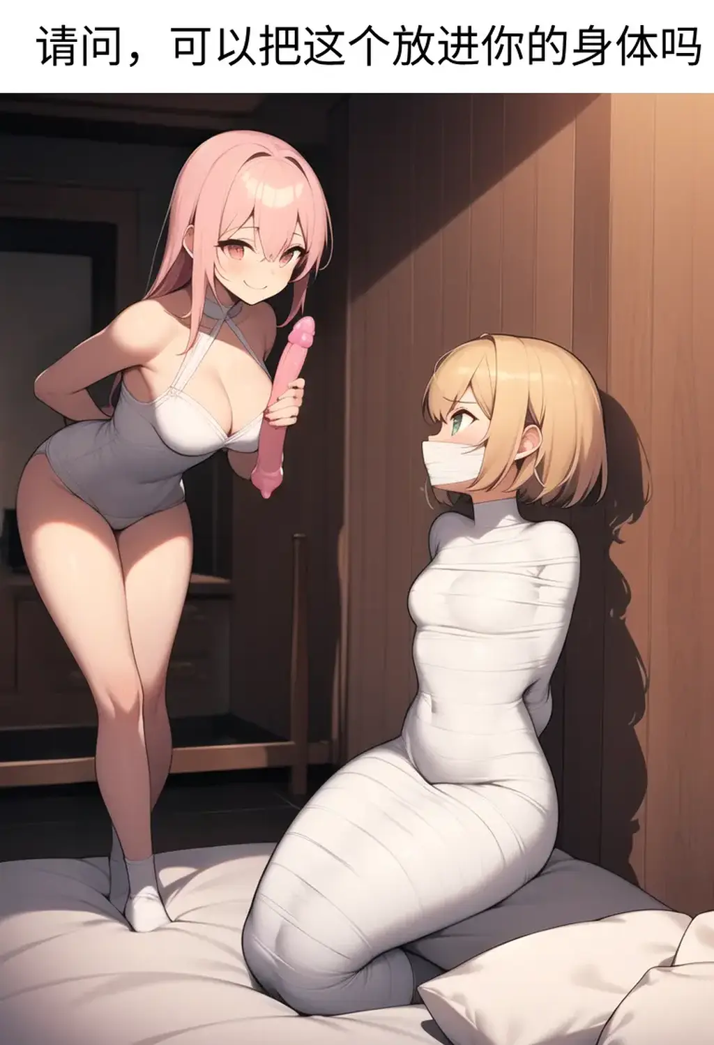 全包木乃伊百合女调女 - 这个画风做出来的质量越来越高了，想看什么主题的随便说 [体操服,白丝,木乃伊/全包,百合女同,泳装（连体）,震动棒,AI绘图,女调女]