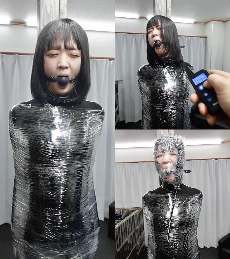 10分〜【マミー拘束[X_X]プレイ】complete plan 连体胶衣 柱子保鲜膜拘束 遥控眺蛋入体强高 1次保鲜膜包头窒熄 2次热缩袋套头窒熄<br><br>搬运自——〇〇、〇〇、ヒトイヌ、ボンテージ、拘束 (Lemon)