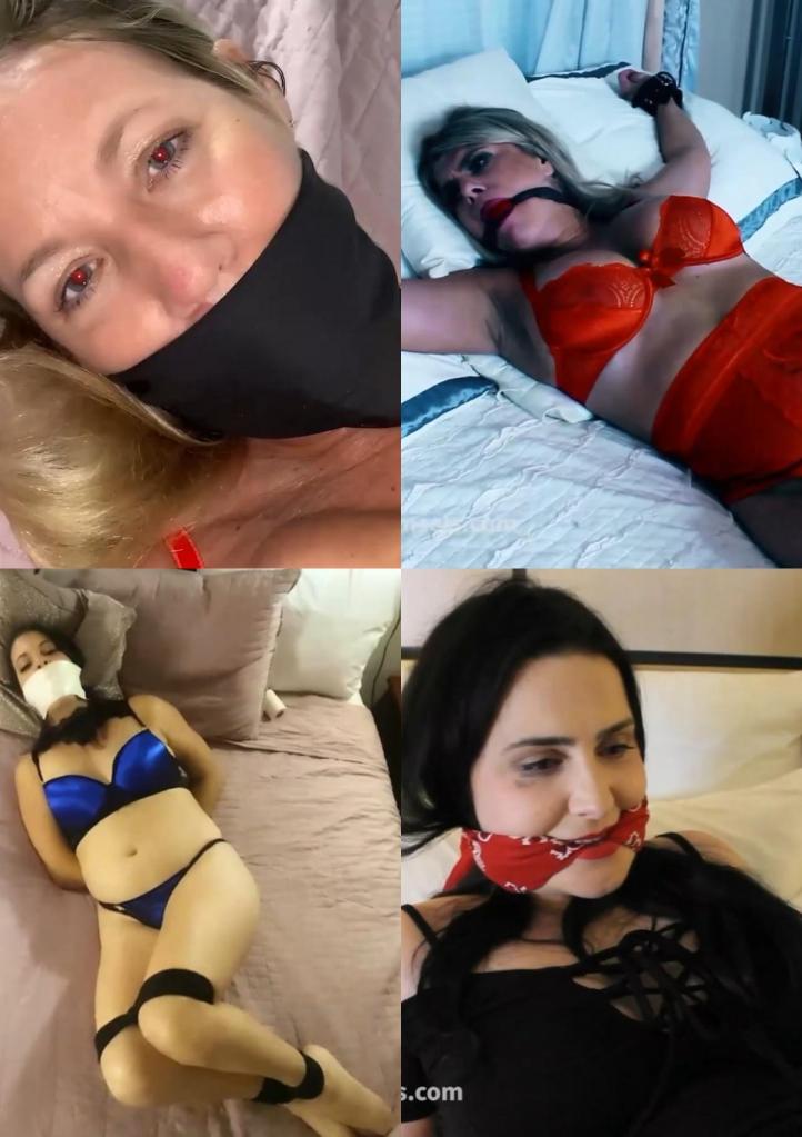 Pleasure Bound: A Knotty Compilation 毫无疑问，在 Knotty Damsels，我们喜欢被捆绑和堵嘴的女性，但当她们享受这种感觉时，我们也更爱她们。 这个汇编展示了最好的，因为他们“一定会为了你的快乐”或在取悦他们的伴侣的情况下。<br><br><br><br>阿曼达·福克斯 (Amanda Foxx) 和 Indica Fetish 都是您的幻想，因为当她们在您面前快乐地扭动时，她们会指示您紧紧束缚并堵住她们。 然后，卡丽莎·蒙哥马利被绑在床上，用内衣塞住嘴巴，等待男友给她一个绝妙的生日惊喜。 最后，蒂莉·麦克里斯（Tilly McReese）在角色扮演中被绑住并被堵住，而当她的伴侣偏离轨道并意外地让她一个人呆了几个小时时，这个角色扮演的时间比她预期的要长，最后有点喜剧天赋。There's no question that here at Knotty Damsels we love our women bound and gagged, but we also love them more when they enjoy it. This compilation shows the best as they are "bound for your pleasure" or in situations to please their partner.<br><br><br><br>Both Amanda Foxx and Indica Fetish are your fantasy as they instruct you to tightly bind and gag them as they writhe in pleasure in front of you. Then, Carissa Montgomery is strapped to a bed and ballgagged in lingerie as she awaits her boyfriend for a terrific birthday surprise. Finally a bit of comedic flair as Tilly McReese is bound and cleave gagged in a roleplay that goes on longer than she expected when her partner gets sidetracked and leaves her alone accidentally for several hours.