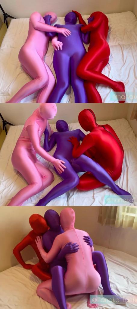 2024-05-1 【︎✿小花︎✿】①3 zentai SURISURI 华花小姐姐和两个骚男一起玩zentai。<br>三个人缠绵在一起，华花被两个zentai男上下其手的玩弄着，爽的一塌糊涂。
