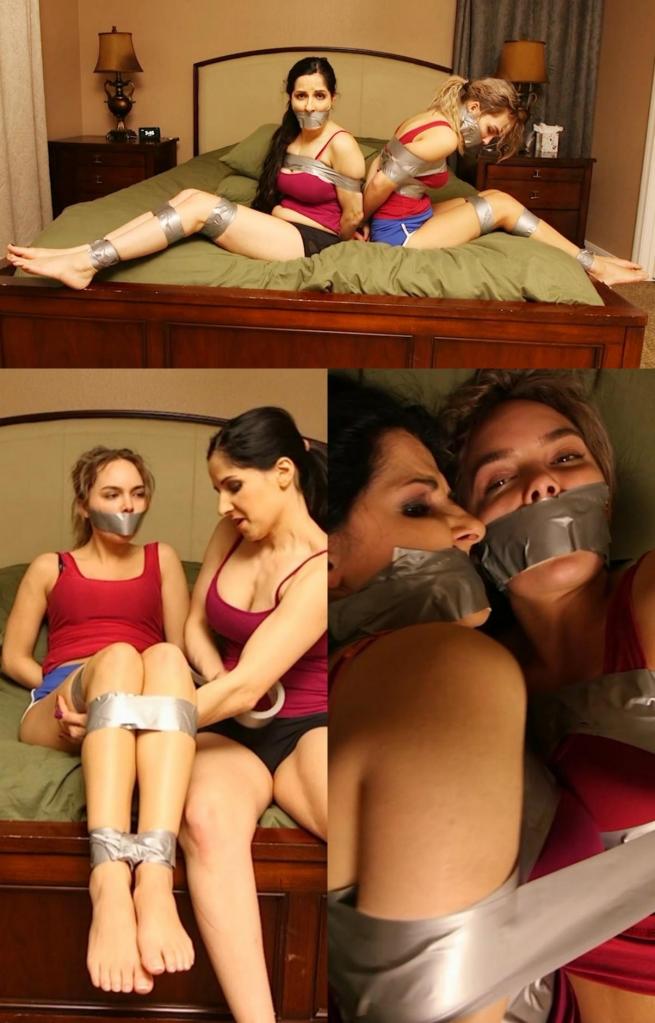 Reluctant Volunteer 汉娜·佩雷斯和布莱克·拉维斯塔又开始录制现场网络摄像头节目。只有汉娜打算主宰布莱克。汉娜·佩雷斯迅速抓起一卷胶带，将布莱克摔倒，并开始将胶带贴在她的身上，包括手腕、脚踝、大腿、躯干等。布莱克·拉维斯塔挣扎着，节目继续进行。汉娜在某个时候拿起摄像机，一边评论一边拍摄布莱克。<br><br>最终，形势逆转！汉娜·佩雷斯被抓住，绑起来，用胶带堵住嘴，就像布莱克·拉维斯塔一样。两人挣扎着，嘴里塞着话，只能听到低沉的哭声。最后，两人被胶带贴在一起，进行终极的双向捆绑斗争。Hannah Perez and Blake LaVista are back to recording a live webcam show. Only Hannah has plans to dominate Blake. Quickly, Hannah Perez grabs a roll of duct tape, wrestles Blake down and begins applying to her body including wrists, ankles, thighs, torso etc. Blake LaVista struggles and the show goes on. Hannah takes the camera at some point and films Blake while commentating. <br><br>Eventually, the tables turn! Hannah Perez is captured and bound and tape gagged in the same way as Blake LaVista. The two struggle and gag talk with nothing but muffled cries to be heard. Finally, the two are taped face together for the ultimate two-way bondage struggle. <br><br>