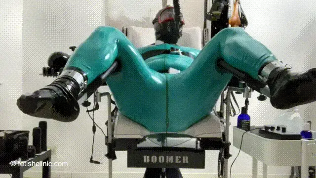 Playing with Sparky in The Fetish Clinic - Part 2 of 2 Sparky is seated in the BOOMER gyn chair and put through various creative kinky tests including anal electro stimulation using a steel electrode and power box fromplay, golden fluids involving a gas mask with inhalator bottle, mouth gag with funnel and heavy vibration from Hitachi magic wand – erupting in a huge yet controlled erotic manly explosion.