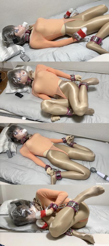 [Videos] breathplay kigurumi kig小男娘身穿光泽舍宾袜 橙粉色半透高叉体操服，带上头壳被铐住手脚。<br>用保鲜摸把手包成球，用塑料袋套头，开启电击眺蛋，大玩窒熄play。<br>一共玩了3次窒熄play，小男娘扭动着跨部让丁丁摩擦着丝袜，直接爽歪歪。<br>也真是够贱够嗨够贪的，每次都要玩到缺氧濒死爽的抽搐了，才会手忙脚乱的去扭开呼吸口的盖子。<br><br>搬运自——着ぐるみファンティアR18 (仮) (JOHNNY)