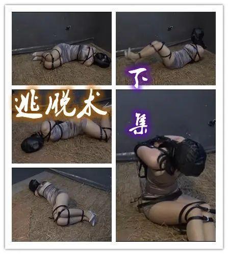 《逃脱术 》 下集 美女逃脱师被戴着单手套全身上下皮具捆绑关押在牢房逃脱技术 下集出炉了 国内难得的一部魔术师逃脱术的好片，美女被邀请到监狱上逃脱经验课，美女被全身上下捆绑拘束，戴着口球眼罩，被戴上全封闭头套脚戴重镣被关在铁笼子里，有被捆绑关在笼子里吊在空中，有被皮具单手套封闭头套拘束等等，请欣赏视频， QQ342642509