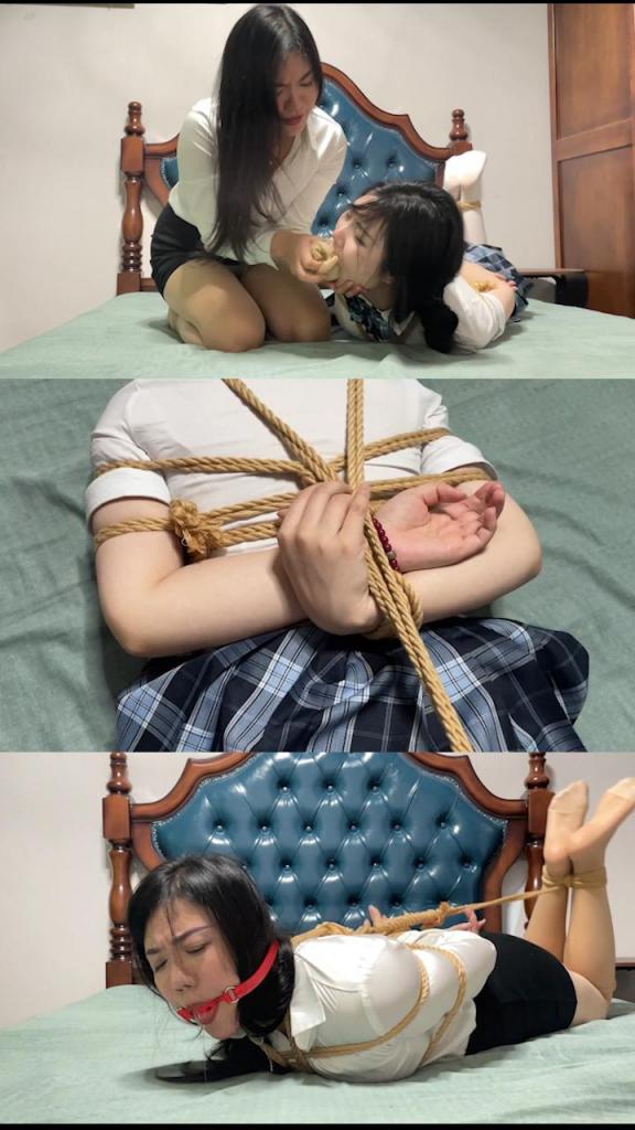 【小城故事】《网瘾少女吴晗》妈妈李然、女儿吴晗联手演绎，40分钟一次上传，值得一看。（招募模特） 云雀工作室定拍<br>吴晗作为网瘾少女，放学回家不好好写作业，只知道玩电脑打游戏。这天李然下班回家，发现女儿还是像往常一样窝在卧室打游戏，就好心劝阻，不过吴晗叛逆期就是不听话，于是李然就狠心把吴晗给捆绑起来并堵住了嘴，决心帮吴晗戒除网瘾，不过事情好像并没有完全按照李然的想法走，反而自己最后却落到个被捆绑的下场。<br>母女互绑、驷马捆绑、丝袜堵嘴、口球堵嘴<br>新工作室成立，坐标济南，招募女模特，qq2935564822，绿色绳艺，健康捆绑，期待您的加入。
