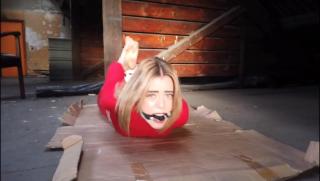 Red spy hogtied barefoot and bandana cleave gagged Red spy hogtied barefoot and bandana cleave gagged